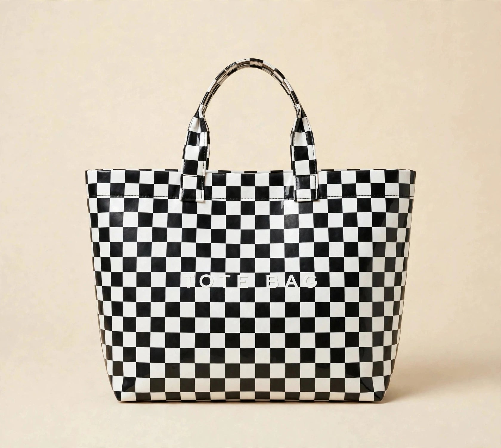The GlossLined Plaid Tote in Black Checkers