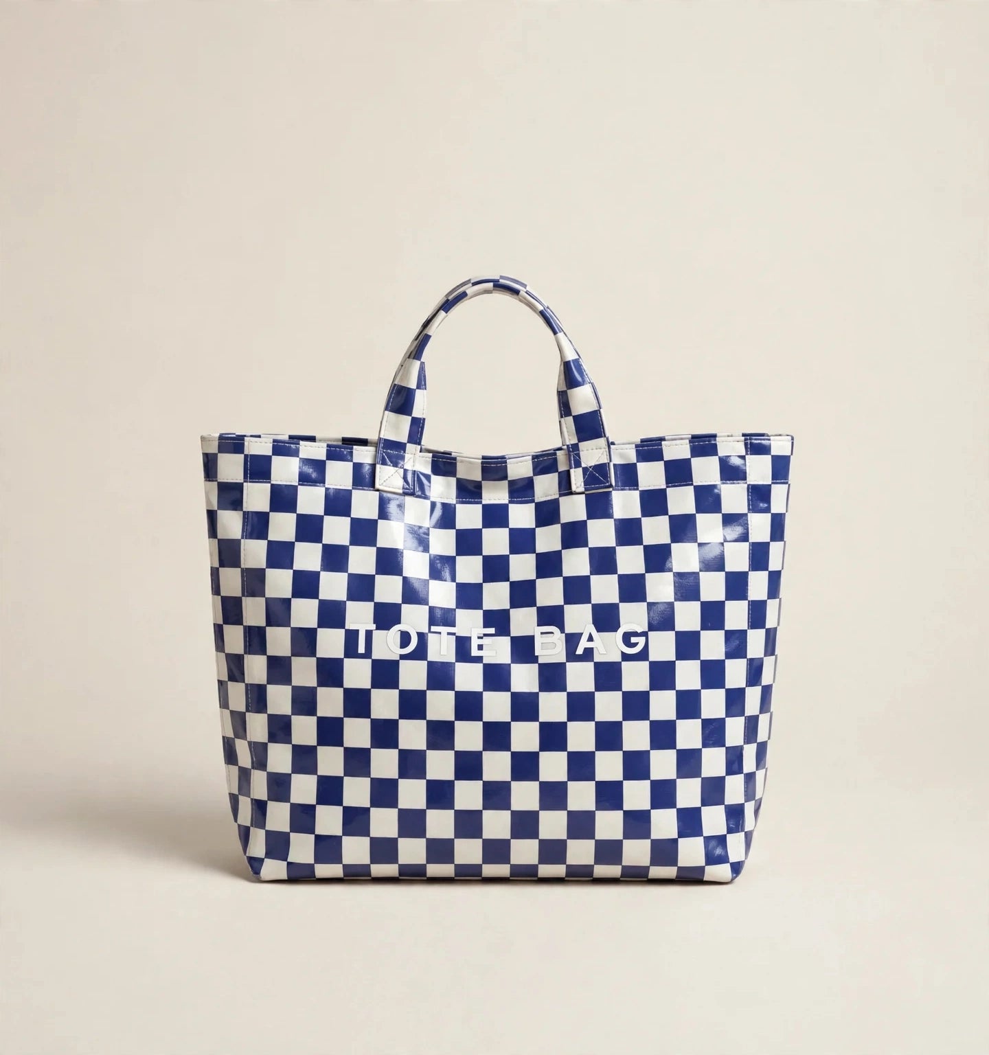 The GlossLined Plaid Tote in Blue Checkers
