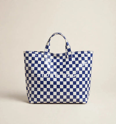 The GlossLined Plaid Tote in Blue Checkers
