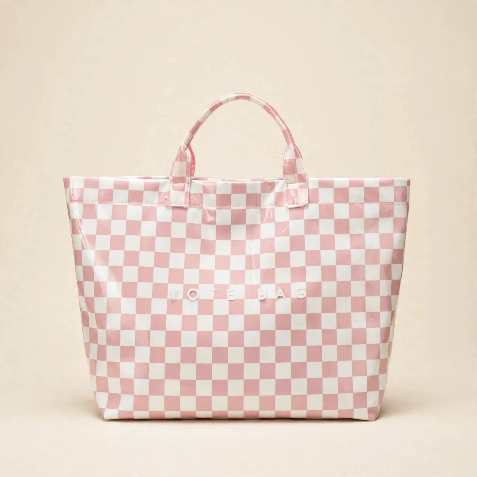 The GlossLined Plaid Tote in Pink Checkers