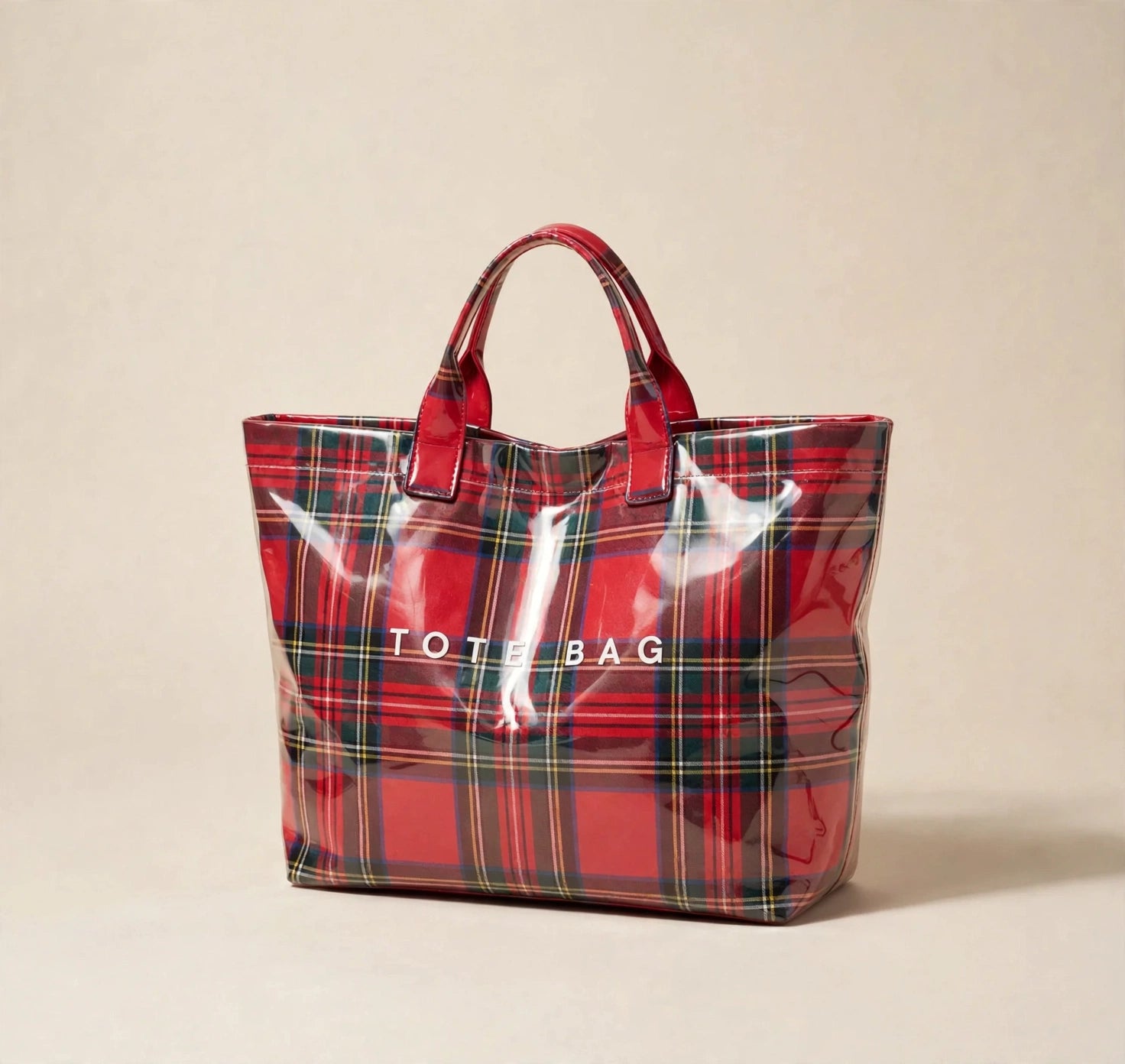 The GlossLined Plaid Tote in Red Plaid